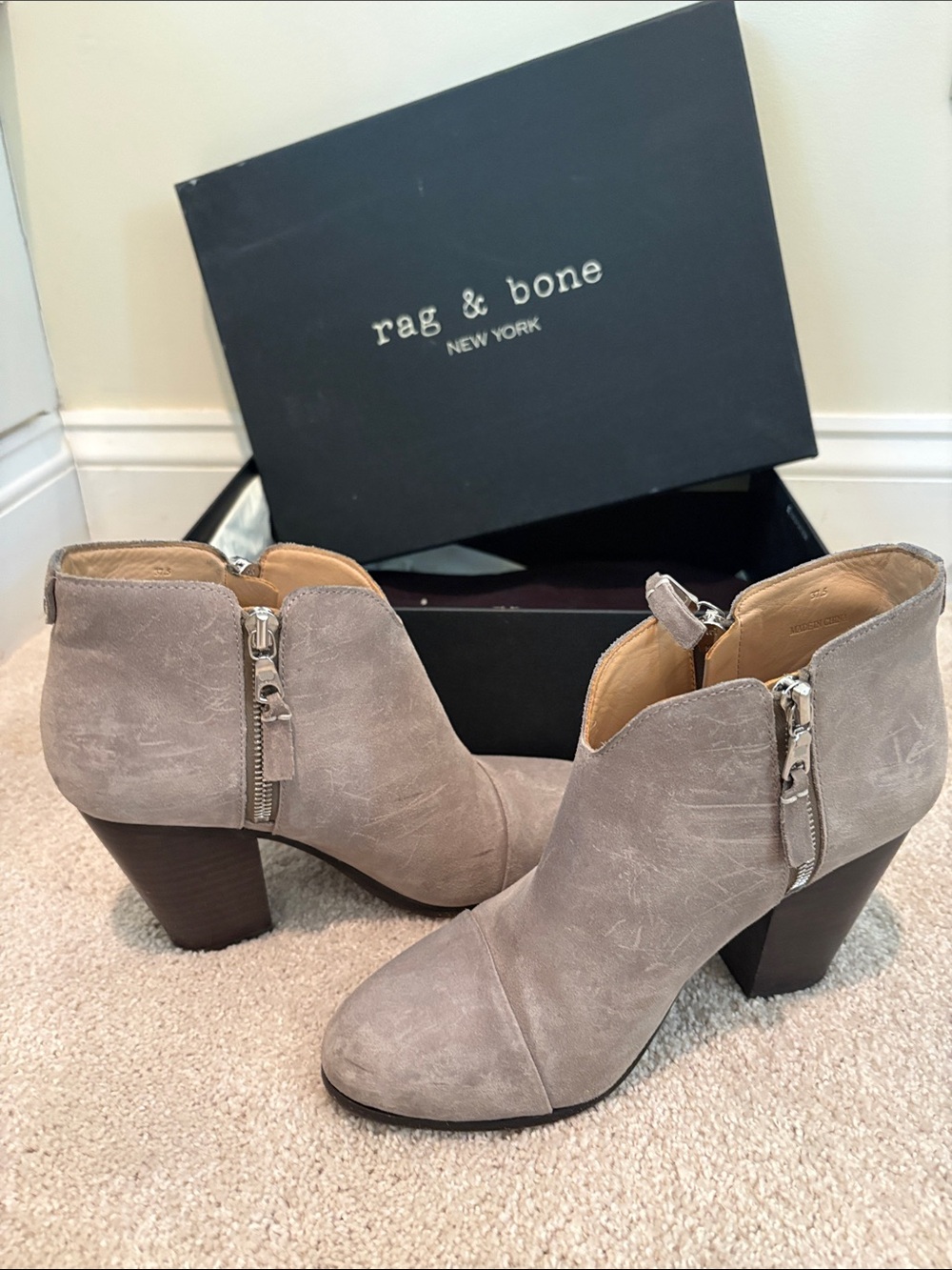 rag & bone Taupe Suede Ankle Booties